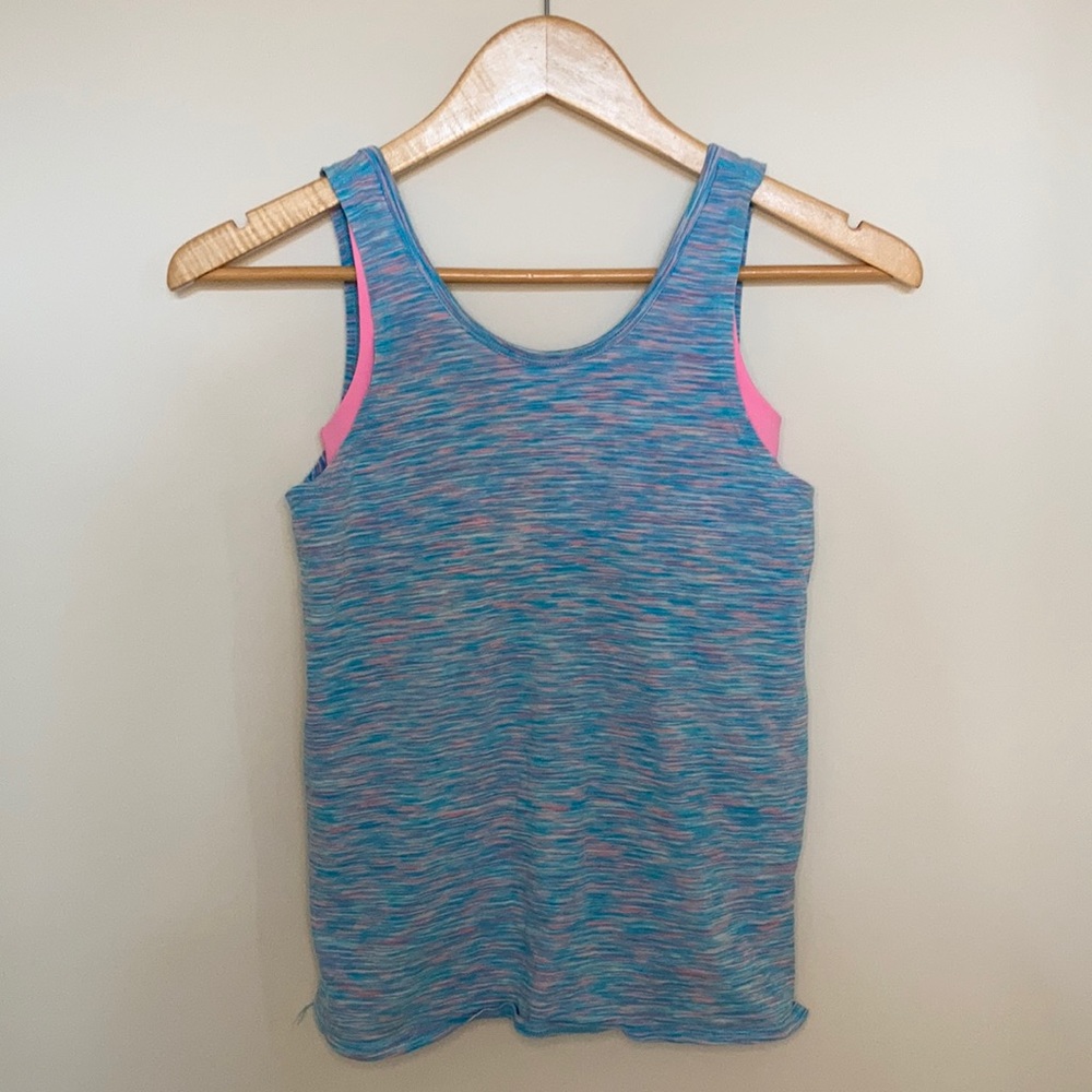 Ivivva Girls’ Tank Blue/Pink + Built in Bra